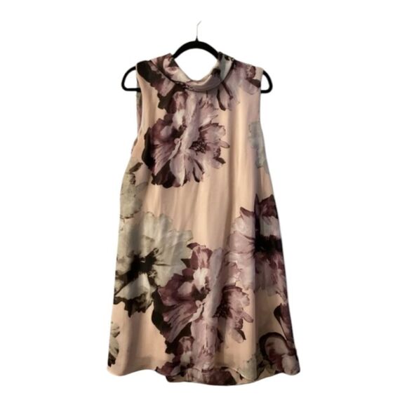 Connected Apparel Floral Sleeveless Dress In Multicolor Pink Brown - Picture 1 of 14